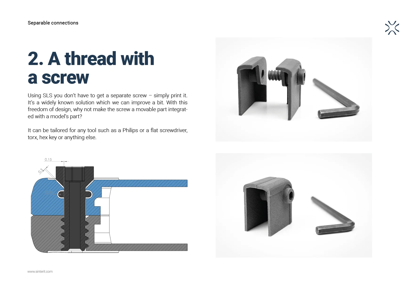 Separable SLS 3D prints design